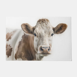 Watercolor Hereford Cow Portrait Fußmatte