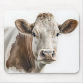 Watercolor Hereford Cow Portrait Mousepad (Vorne)