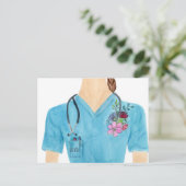 Watercolor Hero Nurse Postkarte (Stehend Vorderseite)