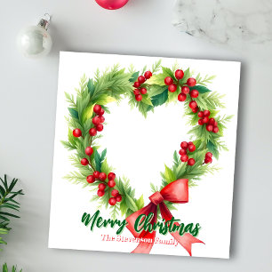 Watercolor-Herz-Beeren-Kranz-Familien-Weihnachten Notizblock