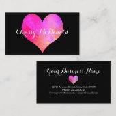 Watercolor-Herz mit personalisierten Informationen Visitenkarte (Vorne/Hinten)