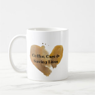 Watercolor-Herz-Tasse "Kaffee, Fürsorge und Leben Kaffeetasse