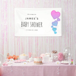 Watercolor-Herzen-Baby-Party-Schild Banner
