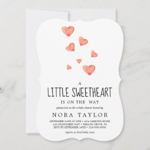 Watercolor-Herzen   Little Sweetheart Baby Shower  Einladung