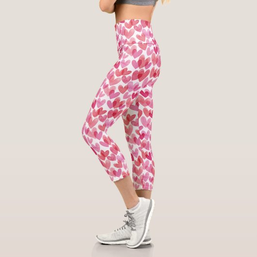 Watercolor Herzmuster Capri Leggings (Links)