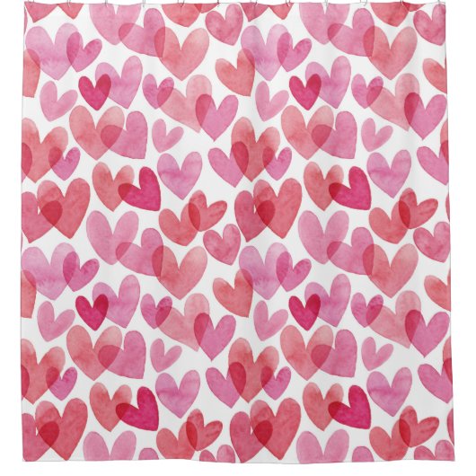 Watercolor Herzmuster Duschvorhang (Vorderseite)