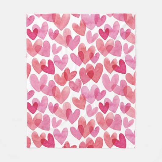 Watercolor Herzmuster Fleecedecke (Vorderseite)
