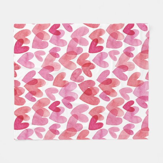 Watercolor Herzmuster Fleecedecke (Vorderseite (Horizontal))