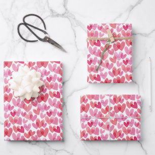 Watercolor Herzmuster Geschenkpapier Set