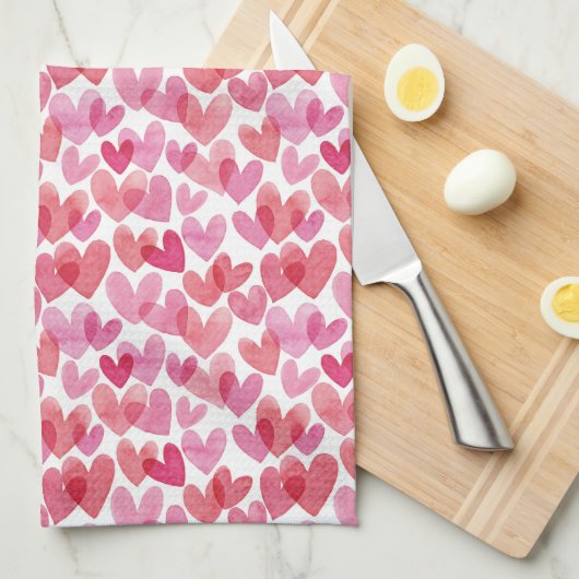 Watercolor Herzmuster Geschirrtuch (Viertel Falte)