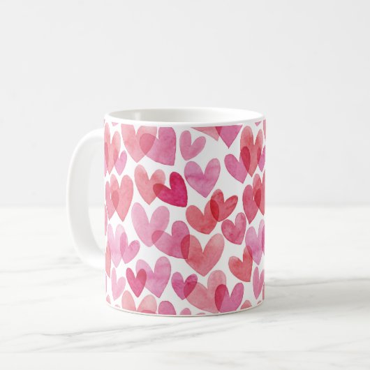 Watercolor Herzmuster Kaffeetasse (Vorderseite Links)
