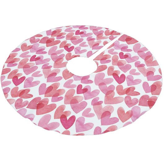 Watercolor Herzmuster Polyester Weihnachtsbaumdecke (Schrägansicht)