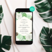 Watercolor Hexagonal Frame Greenerity Wedding Einladung