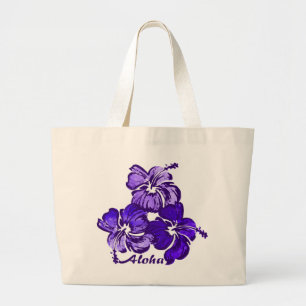 Watercolor-Hibiskus-Strand-Tasche Jumbo Stoffbeutel