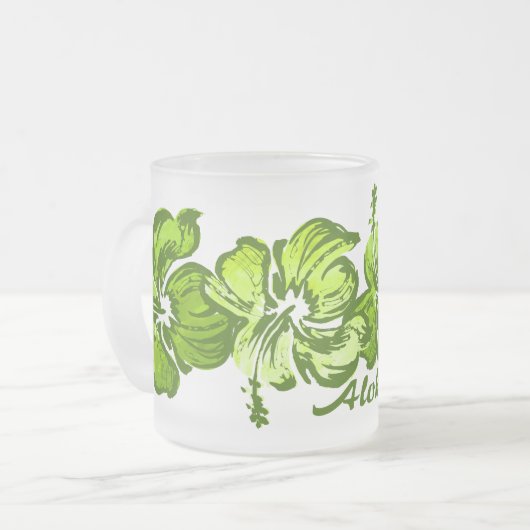 Watercolor-Hibiskus-Tasse Mattglastasse (Vorderseite Links)