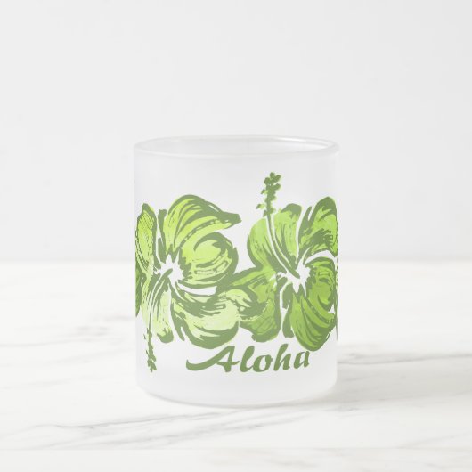 Watercolor-Hibiskus-Tasse Mattglastasse (Mittel)