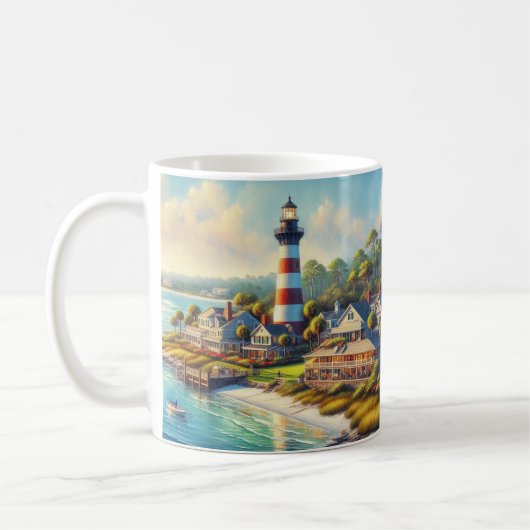 Watercolor Hilton Head Island Lighthouse Kaffeetasse (Links)