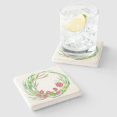 Watercolor-Himbeerbauung Steinuntersetzer (Seitenansicht)