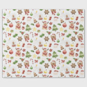 Watercolor Hirsch Weihnachtswrapping Paper Geschenkpapier (Flach)