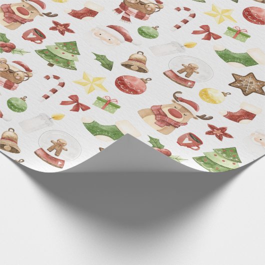Watercolor Hirsch Weihnachtswrapping Paper Geschenkpapier (Ecke)