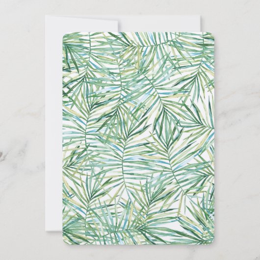 Watercolor-Hochzeit mit tropischen Blätter Einladung (Rückseite)