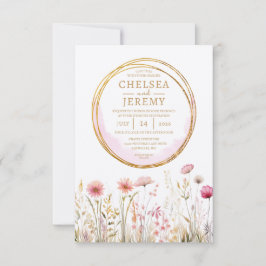 Watercolor-Hochzeit mit Whimsical-Wildblume Einladung