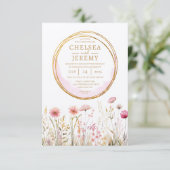Watercolor-Hochzeit mit Whimsical-Wildblume Einladung (Stehend Vorderseite)
