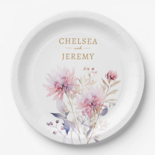 Watercolor-Hochzeit mit Whimsical-Wildblume Pappteller