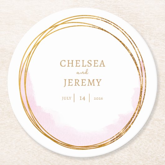 Watercolor-Hochzeit mit Whimsical-Wildblume Runder Pappuntersetzer (Vorderseite)