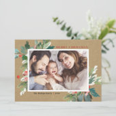 Watercolor Holdings Kraft Paper Christmas Foto (Stehend Vorderseite)