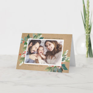 Watercolor Holdings Kraft Paper Christmas Foto Feiertagskarte