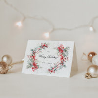 Watercolor Holiday Berries Wreath Falten Urlaub