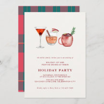 Watercolor Holiday Cocktail Weihnachten Party lade