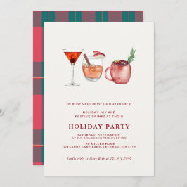 Watercolor Holiday Cocktail Weihnachten Party lade Einladung