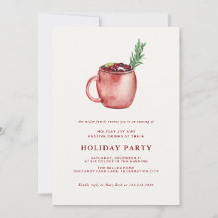 Watercolor Holiday Cocktail Weihnachten Party lade Einladung