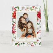 Watercolor Holiday Florals White Frohe Weihnachten (Vorderseite)