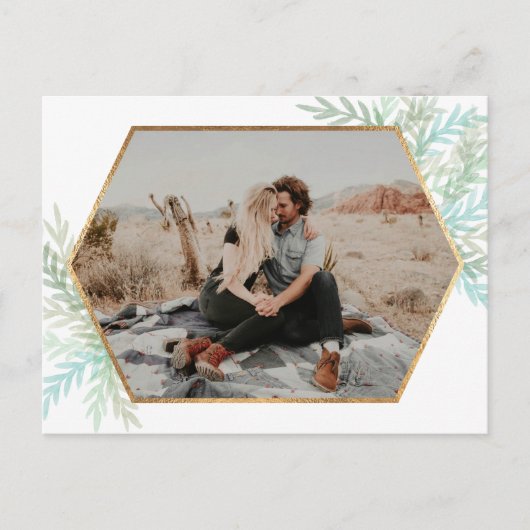 Watercolor Holiday Foto im Winter Branches Postkarte (Vorderseite)