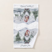 Watercolor Holiday Gnome Badhandtuch Set (Handtuch)