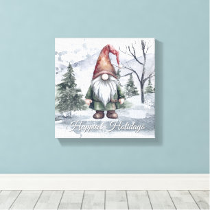 Watercolor Holiday Gnome Leinwanddruck