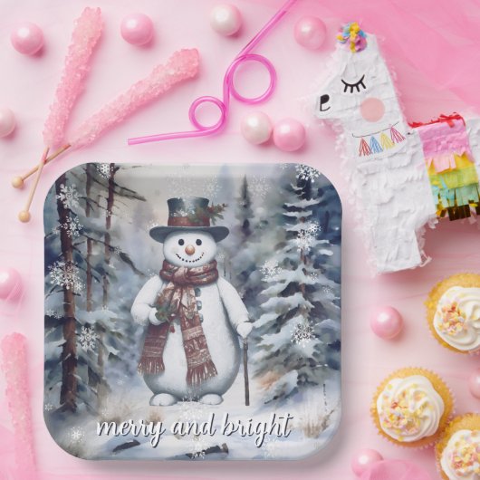 Watercolor Holiday Gnome Pappteller (Party)