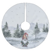 Watercolor Holiday Gnome Polyester Weihnachtsbaumdecke (Vorderseite)