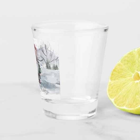 Watercolor Holiday Gnome Schnapsglas
