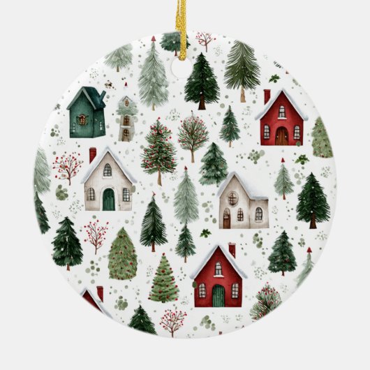 Watercolor Holiday Pattern Christmas Ornament (Hinten)