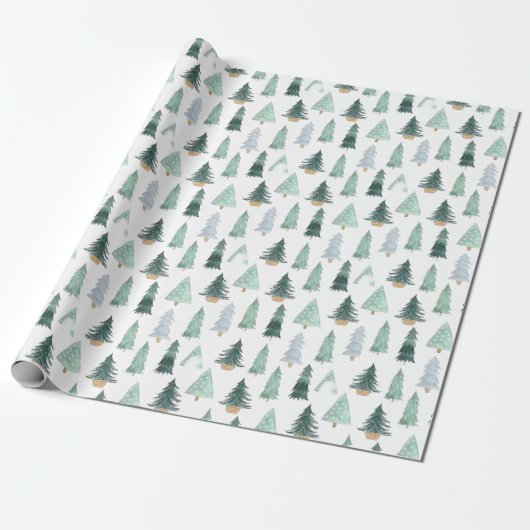 Watercolor Holiday Tree Wrapping Paper Geschenkpapier (Ungerollt)