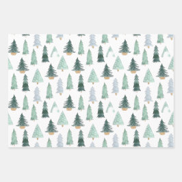 Watercolor Holiday Tree Wrapping Paper Sheets Geschenkpapier Set