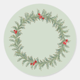 Watercolor Holiday Wreath Runder Aufkleber