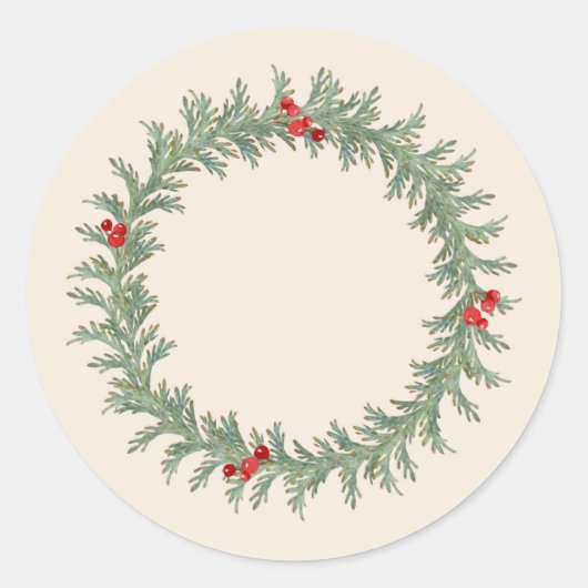 Watercolor Holiday Wreath Runder Aufkleber (Vorderseite)