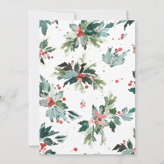Watercolor Hollies Chalkboard Frohe Weihnachten (Rückseite)