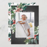 Watercolor Hollies Chalkboard Frohe Weihnachten<br><div class="desc">Schicken Sie Ihren Lieben Weihnachten fröhlich in dieser Saison mit dieser schönen rustikalen Weihnachtskarte Weihnachts-Foto. Es ist mit Aquarellholz,  Imitaten Goldfolienakzenten,  passendem festlichen Urlaubsmuster,  Imitat-Karton Papier und moderner Typografie ausgestattet. Die Texte sind vollständig editierbar. Personalisieren Sie diese heilige Weihnachtskarte,  indem Sie Ihr Foto,  Ihren Namen und das Jahr.</div>