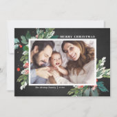 Watercolor Hollies Chalkboard Weihnachts-Foto (Vorderseite)